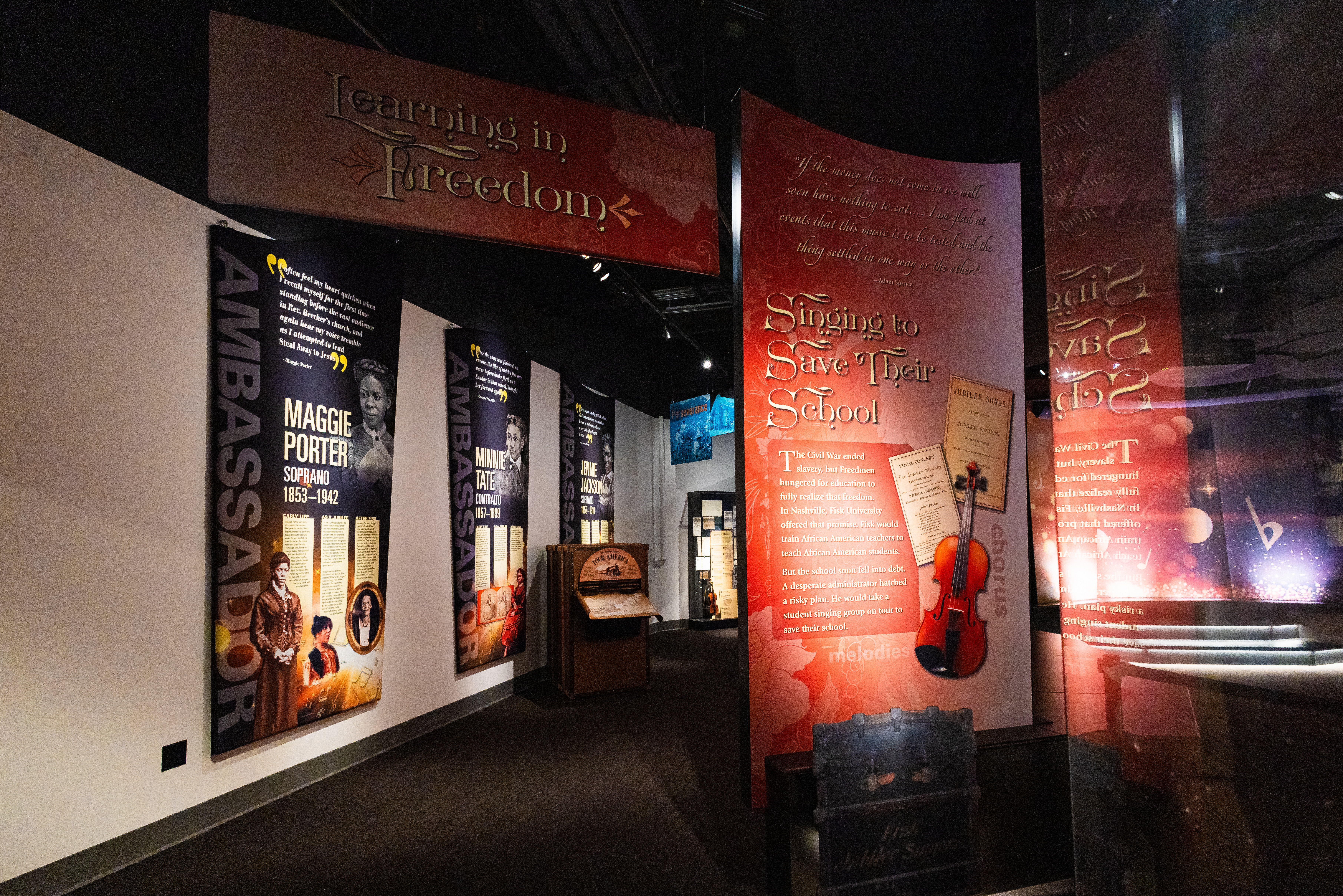 Panels within Jubilation exhibition showcasing original Jubilee singers.