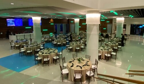 Private Event set up of dining tables and chairs
