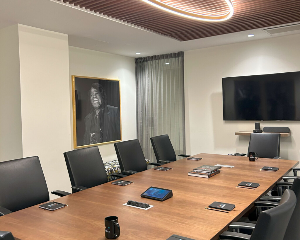 Board meeting room long table and chairs