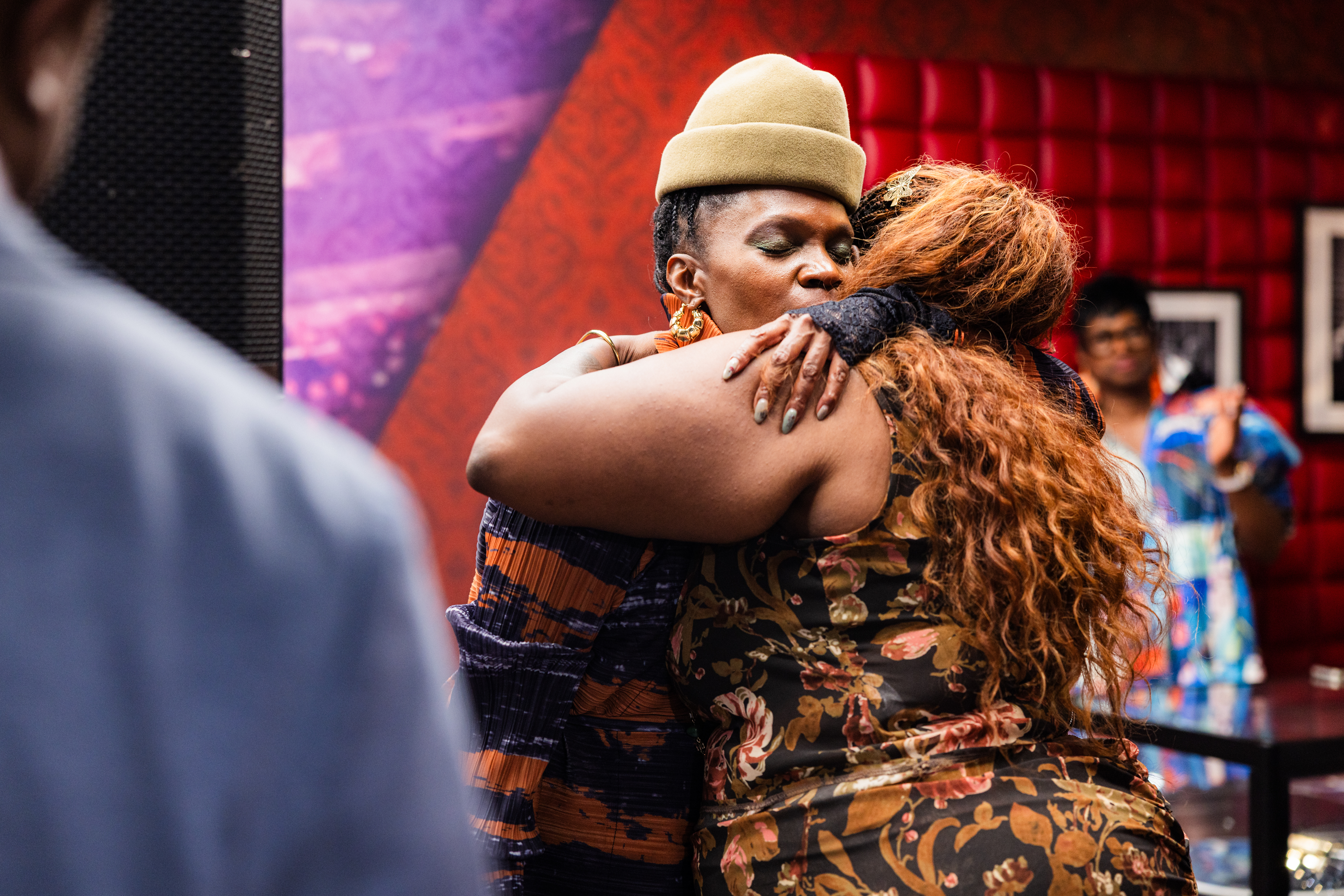 Renee hugging fan