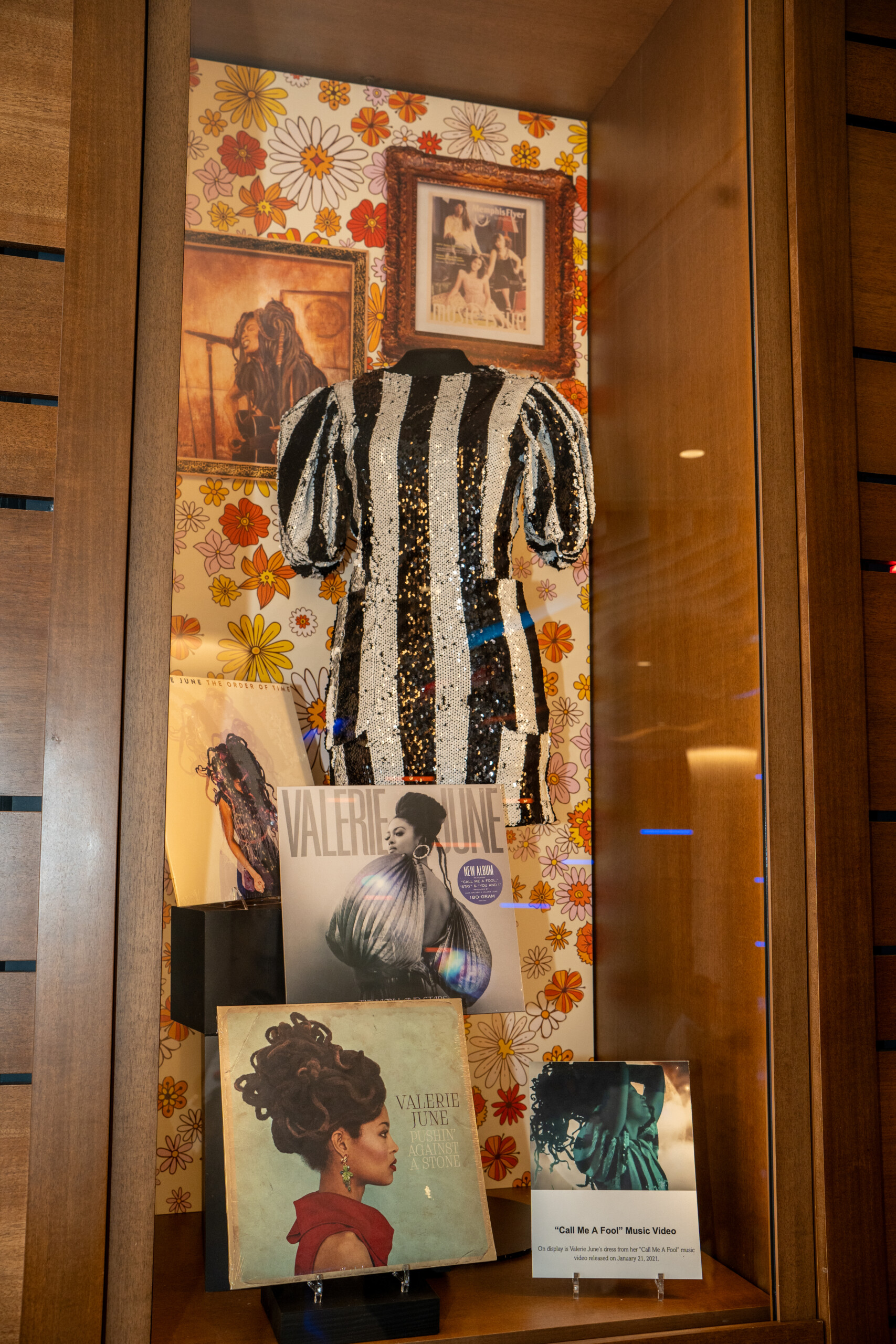 exhibition case containing performance dress