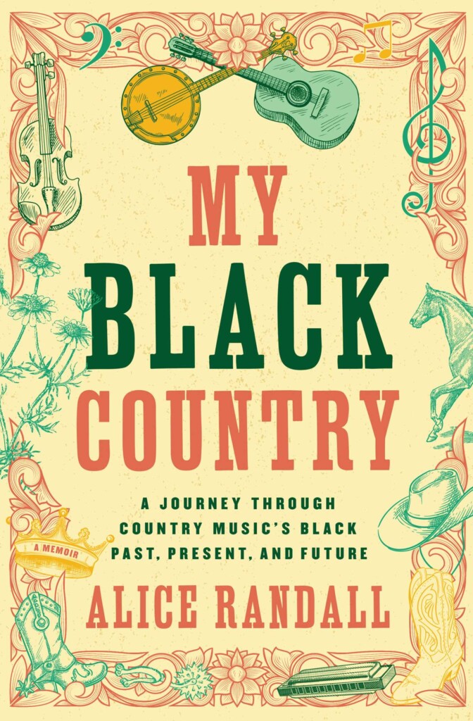 Yellow book cover with country iconography design, Alice Randall's "My Black Country".