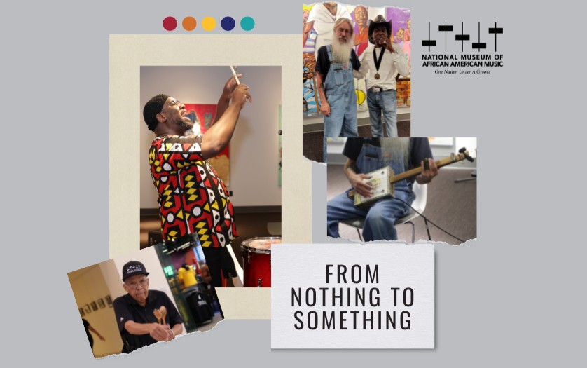 collage of photos from the program "From Nothing to Something" playing various instruments