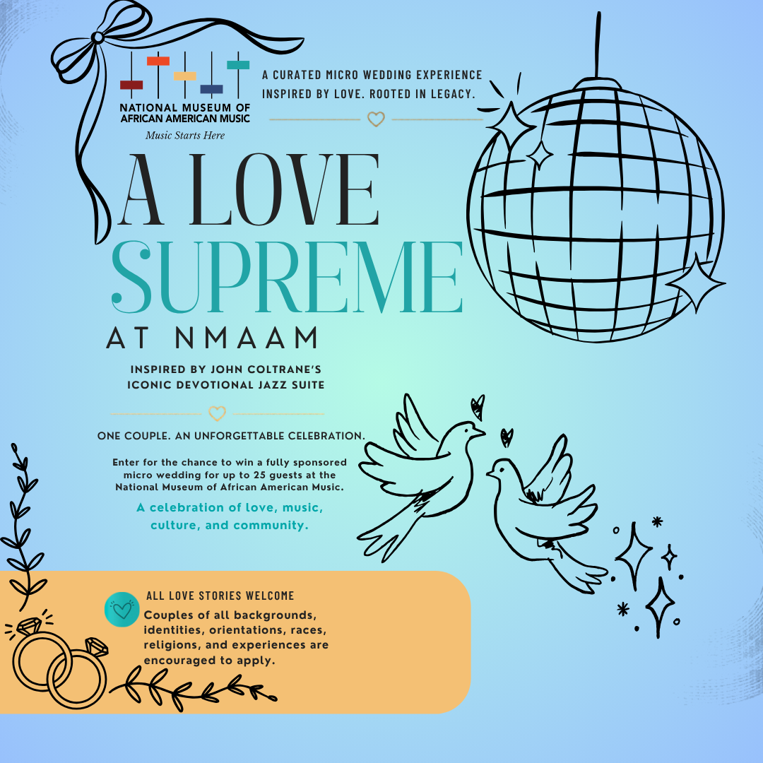 A Love Supreme wedding giveaway contest at NMAAM. Enter on our website to win a free wedding celebration hosted by NMAAM!